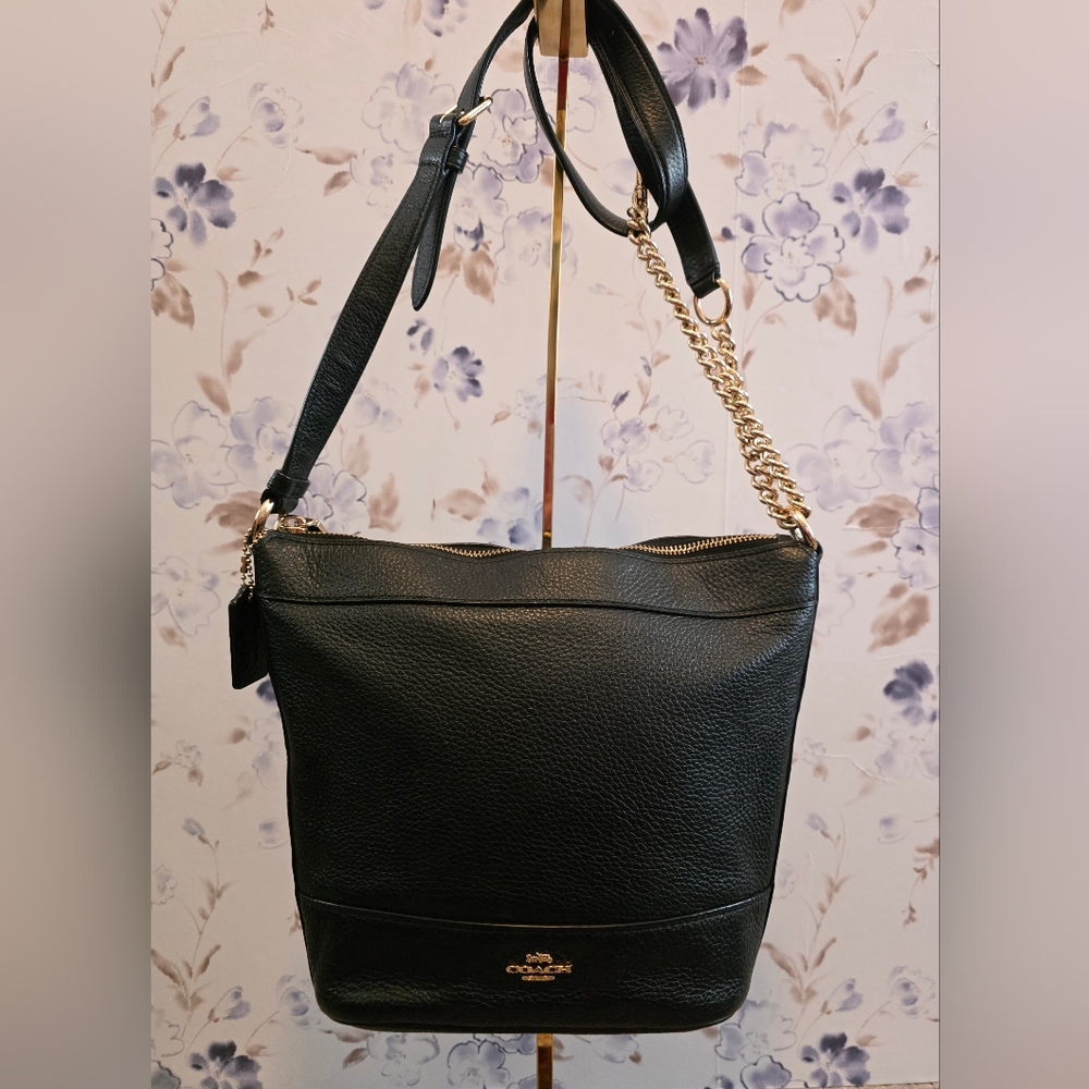 Coach Black Paxton Duffle Crissbody Leather Tote